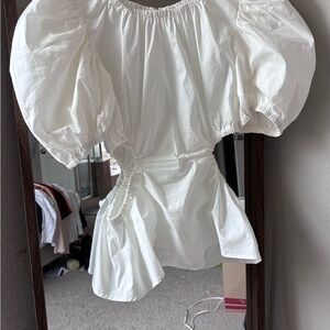 Astr Ivory Gathered Sleeve Top